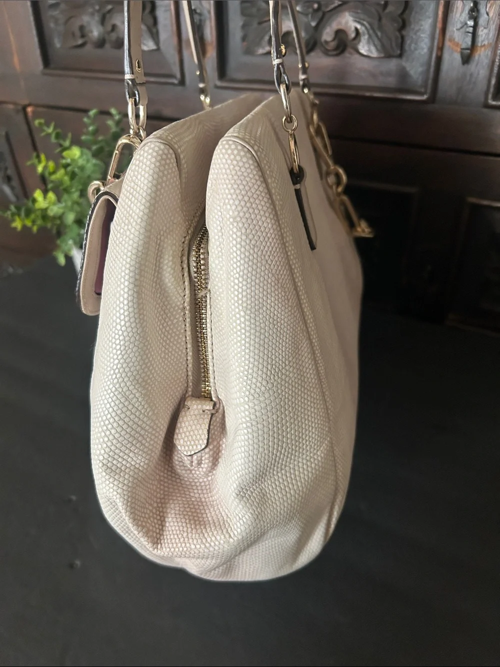 Coach Cream Shoulder Bag with Gold Tone Hardware